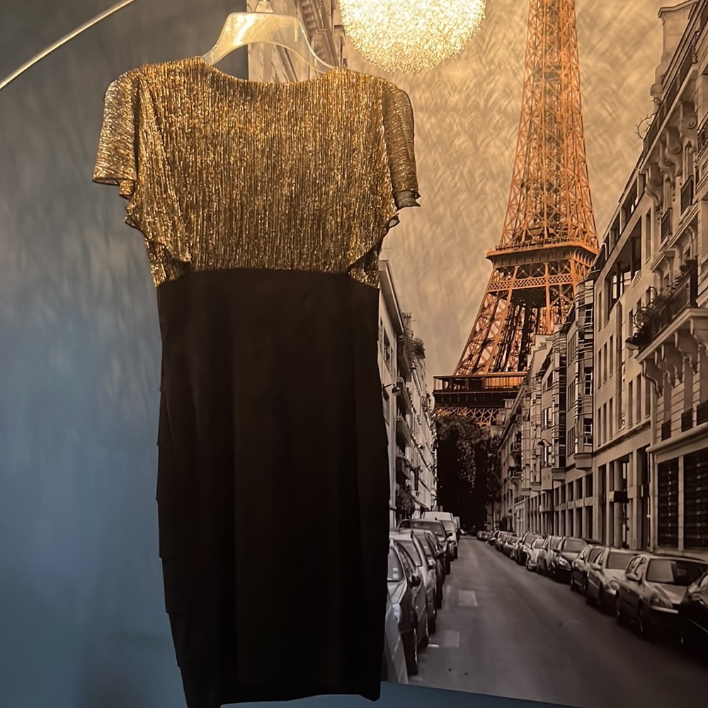 Gold, Copper and Black cocktail dress. Women size 4 - Picture 4 of 4